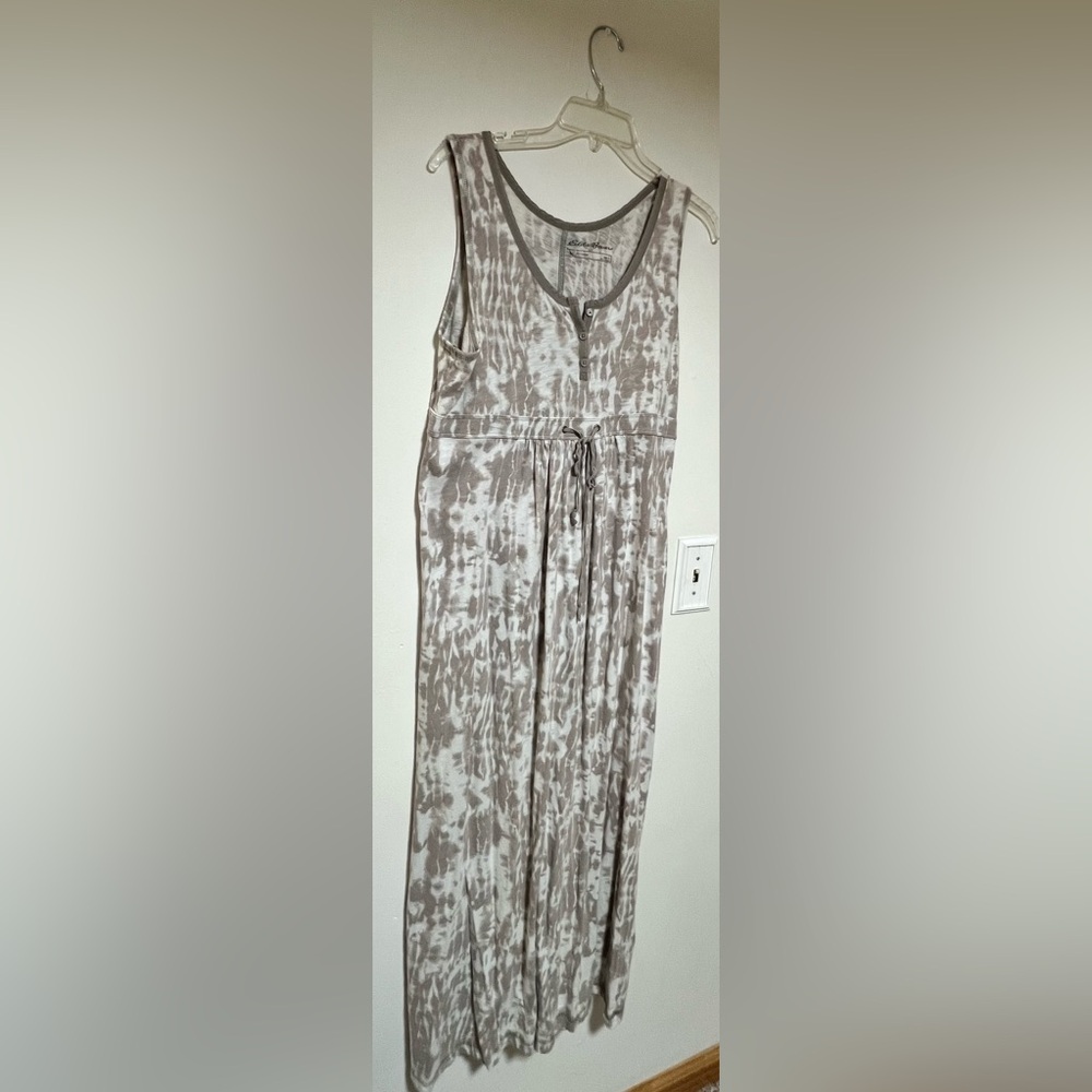 Eddie Bauer Dress Women Large Maxi Tank Tie Dye Bohemian Long Line Outdoor Knit